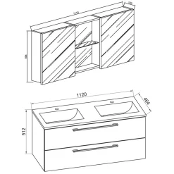 Badmöbel mit Spiegelschrank Lasina