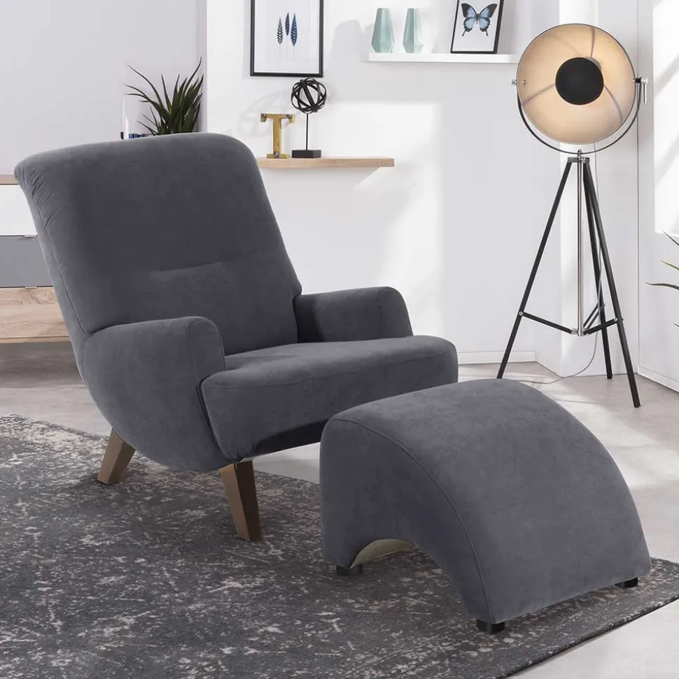 Sessel Anthrazit Velours Matrona