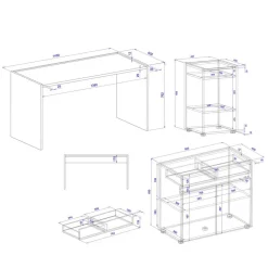 3-teiliges Büromöbelset Rascian